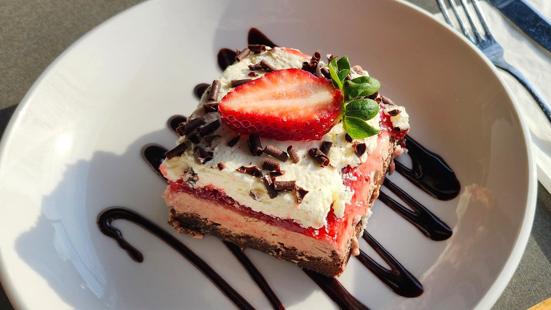 Dewey's Pizza - Dayton Dessert, Strawberry French Silk Brownie from Amy Cakes